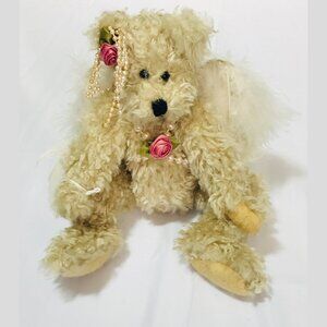 Angel Teddy Bear by Nice Stuff with Feather Wings & Rose Accents
